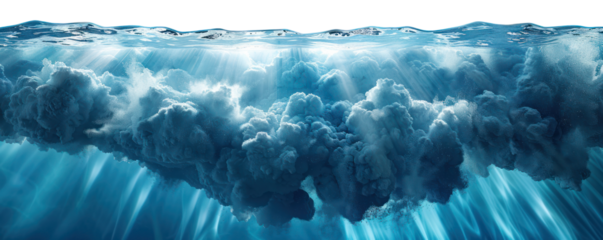 A mesmerizing underwater scene showcasing vibrant bubbles and soft rays of light illuminating the ocean depths.