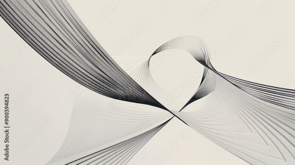 Poster abstract black and white swirl. abstract image of black and white swirls intertwining on a pale back