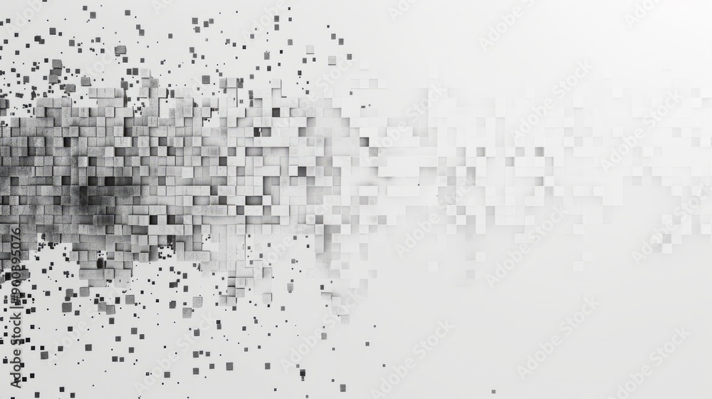 Poster abstract white cubes background. modern abstract background with white cubes flowing across a blank 