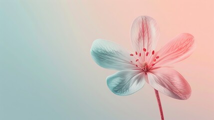 Obraz premium Floral beauty pastel dream. A breathtaking blossom on a soft color gradient, capturing the essence of tenderness and grace. Perfect for designs that evoke emotions.