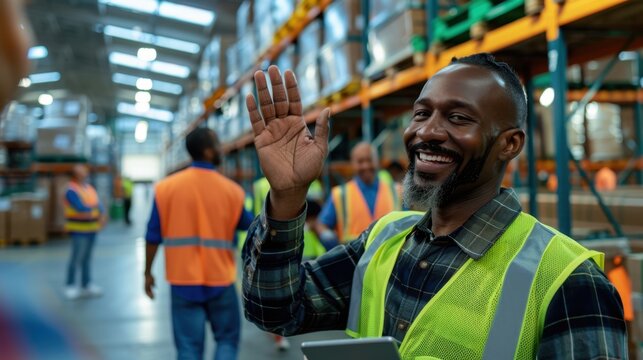 The smiling warehouse worker.