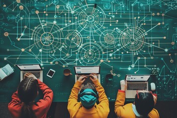 Data science students working on collaborative projects