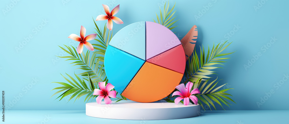Poster explore a visually appealing flat design illustration showcasing an investment strategy pie chart wi