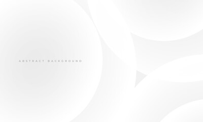 White abstract modern geometric background with circles. Circle effect white and grey vector illustration. Soft gray gradation minimalist composition with rounds.