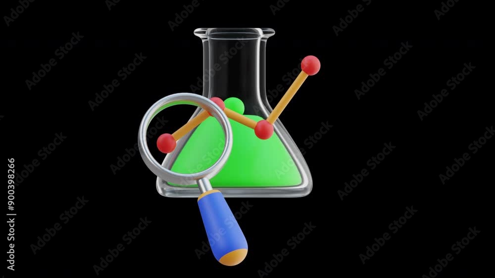 Poster 3d animation of analyzing potions | alpha channel