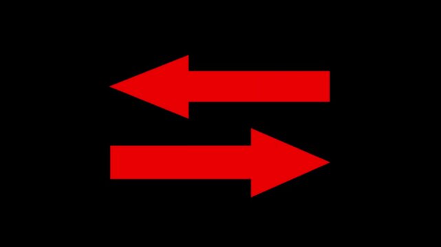 Red vector arrows collection .Left or right direction arrow on black background.