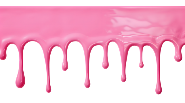 Dripping Pink Liquid on transparent background, PNG.