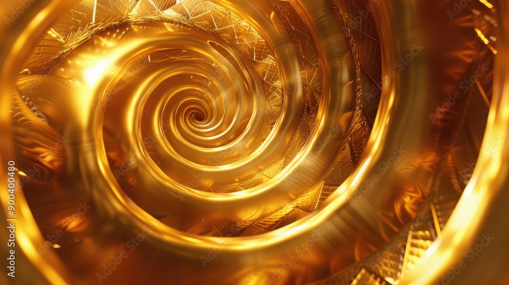Aufkleber 3d golden spiral patterns creating a mesmerizing background, symbolizing infinity and abundance.