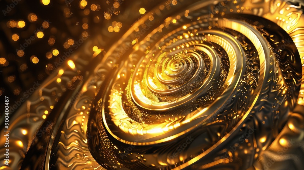 Aufkleber 3d golden spiral patterns creating a mesmerizing background, symbolizing infinity and abundance.