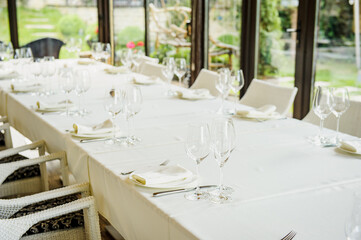 table from a wedding reception restaurant .