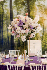 table from a wedding reception restaurant .