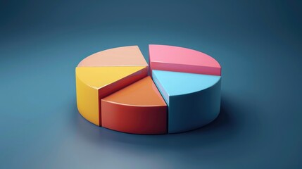 Fototapeta premium 3D pie chart with interactive segments, highlighting business market share analysis