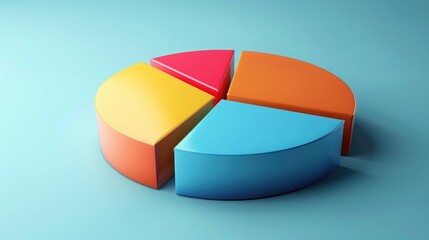 Fototapeta premium 3D pie chart with business segments, representing market share analysis.