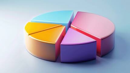 Obraz premium 3D pie chart with interactive segments, highlighting business market share analysis