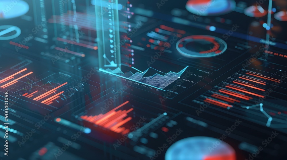 Aufkleber 3d rendering of financial documents with interactive data, illustrating financial reporting.