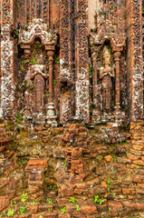 View of My Son Sanctuary among green woods in Quang Nam, Vietnam.