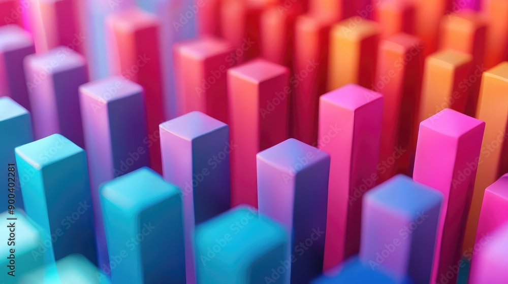 Aufkleber abstract 3d bar graph with colorful segments, highlighting business metrics and kpis.