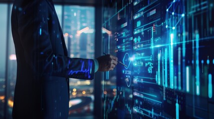 The businessman using digital interface