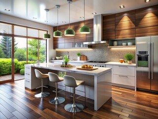 modern kitchen interior with kitchen