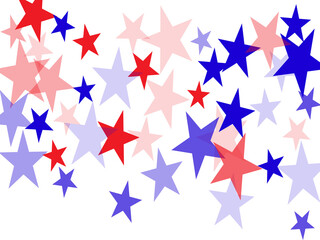  backdrop Vector Illustration, Blue and Red 4th of July Stars sparkles isolated on white.