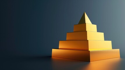 Abstract 3D financial pyramid with segmented layers, symbolizing investment hierarchy.