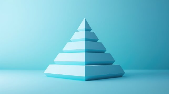 Abstract 3D financial pyramid with segmented layers, symbolizing investment hierarchy. - Powered by Adobe