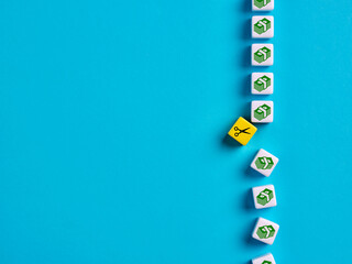 Business budget cut. Inflation economics, recession, crisis, budgeting and management.