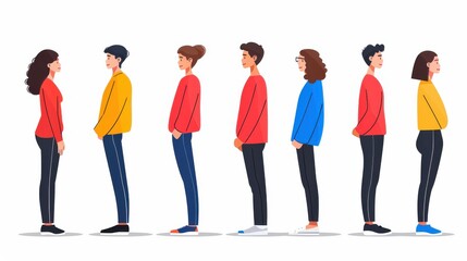 Naklejka premium A vibrant illustration of people queued, perfect for your internet article or blog post on waiting and organization.