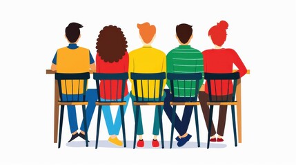 A modern flat illustration depicting the concept of online meetings, showcasing people engaged in a virtual discussion.