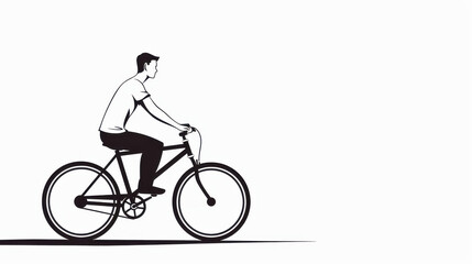 Fototapeta premium A simple pictogram depicting a man riding a bicycle, representing the joy of biking in a clean and clear design.