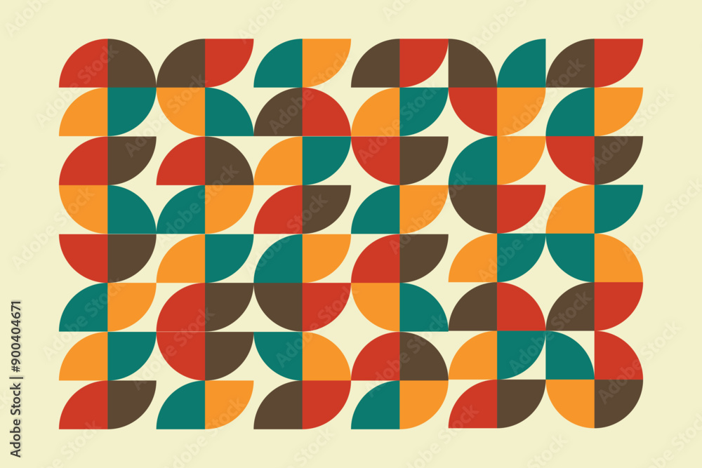 Poster retro seamless geometric pattern background, vector abstract circles,bauhaus pattern background.