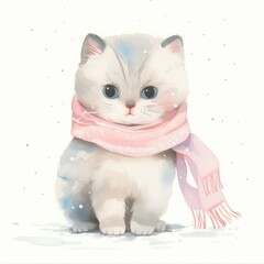 Watercolor cute baby animal , pale muted colors, kids book illustration, isolated on white background. Generated Ai