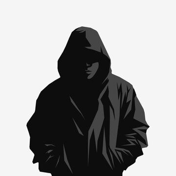 Hooded man logo. Vector mascot design