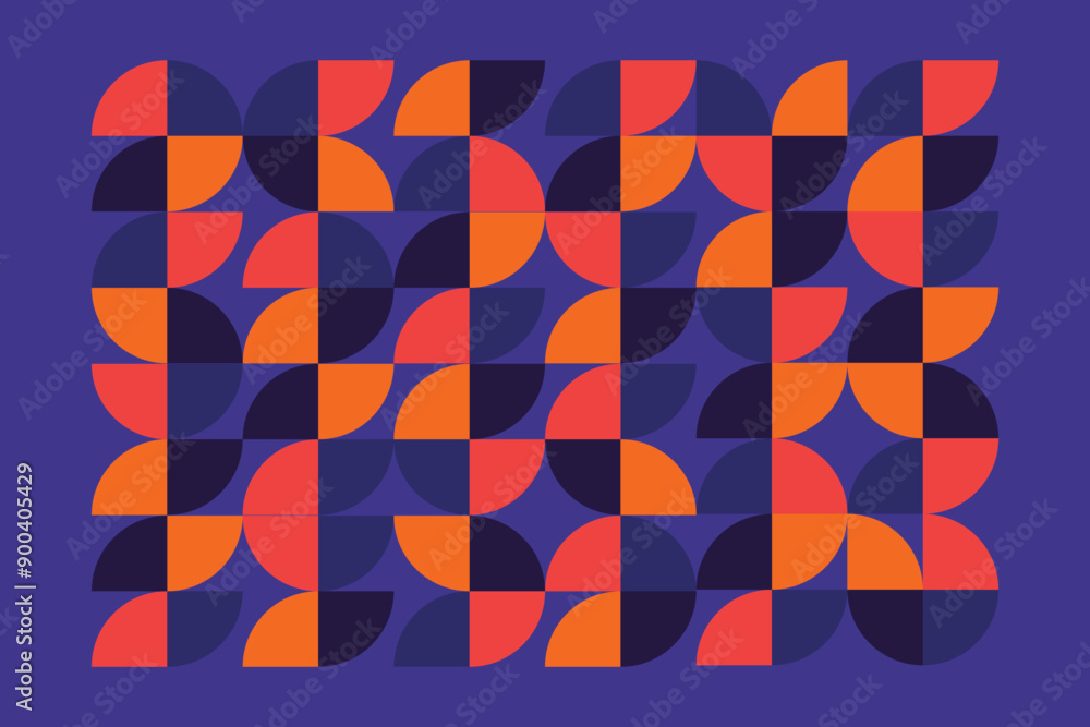 Poster retro seamless geometric pattern background, vector abstract circles,bauhaus pattern background.
