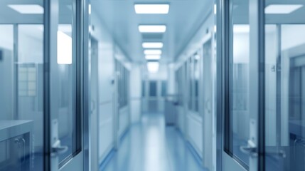 Obraz premium A view down a sterile corridor