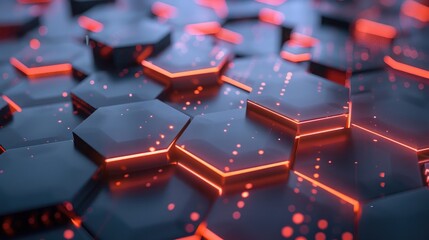 Obraz premium Abstract 3D hexagons with financial symbols, highlighting structured business processes.