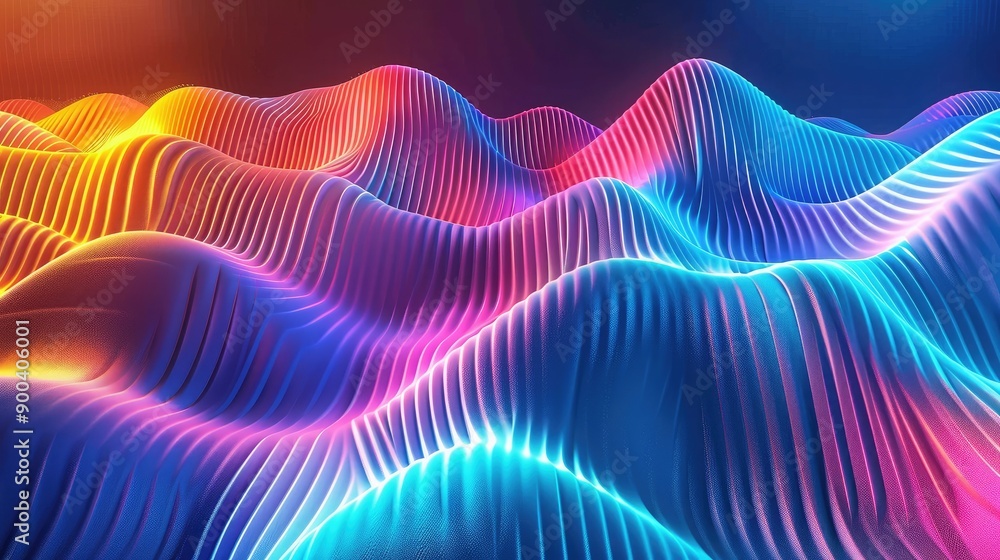 Poster abstract 3d waveforms with vibrant colors, symbolizing dynamic business environments.