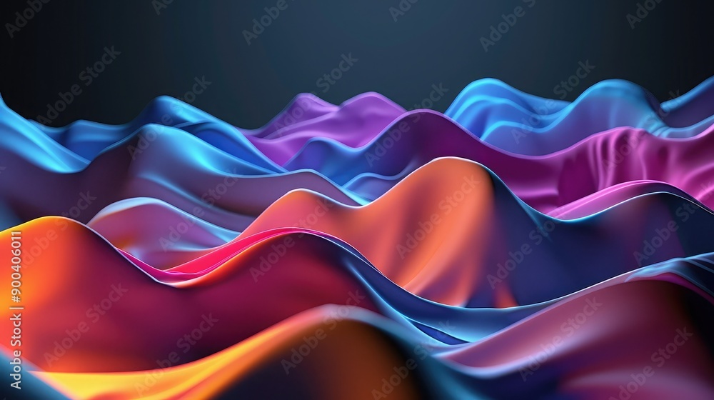 Poster abstract 3d waveforms with vibrant colors, symbolizing dynamic business environments.