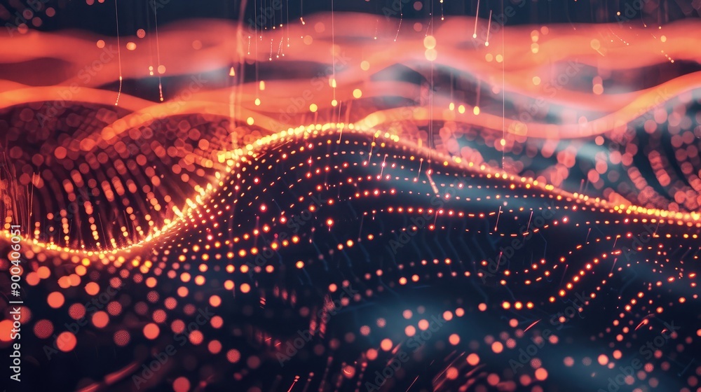 Poster futuristic 3d background with data streams, symbolizing business information flow.