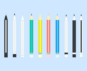 Pencil set with black and white graphite and colourful pencils