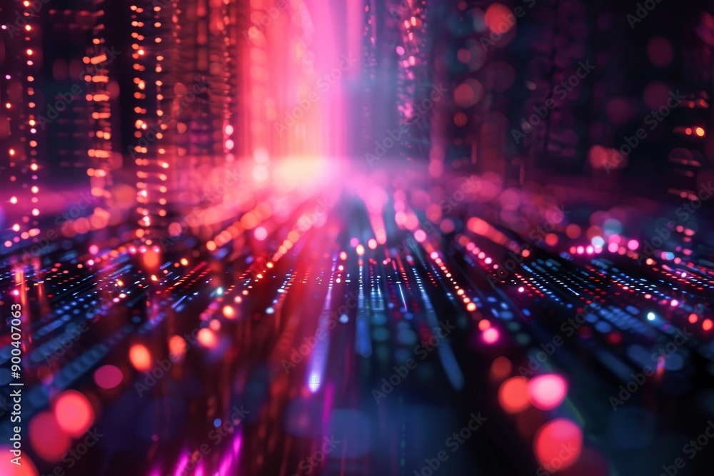 Poster row of servers in datcenter, cutting-edge quantum computer processes datat speeds unimaginable with 