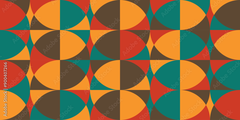 Aufkleber retro seamless geometric pattern background, vector abstract circles,bauhaus pattern background.