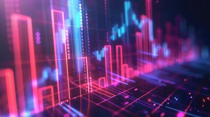 Fototapeta premium 3D financial growth graph with upward trends, representing business success.