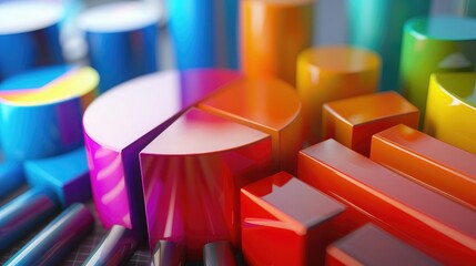 Obraz premium 3D financial pie charts with vibrant colors, illustrating financial distribution.