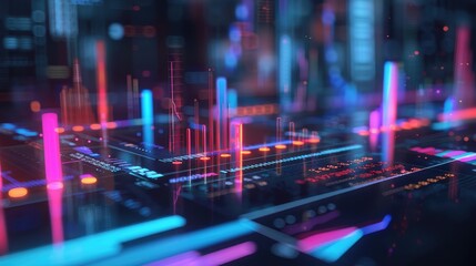 3D financial report with holographic elements, representing detailed business insights.