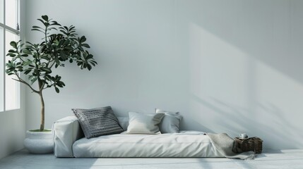 Minimalist Living Room Interior Design with Sunlight