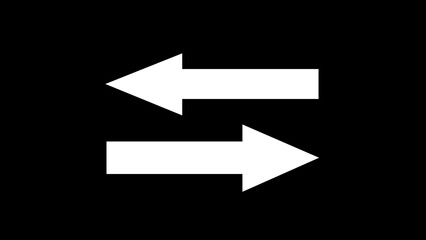 White swipe right and left pointing solid arrow icon. Flashing direction indicators.