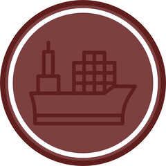 Naklejka premium Cargo Ship Vector Line Double Circle Maroon