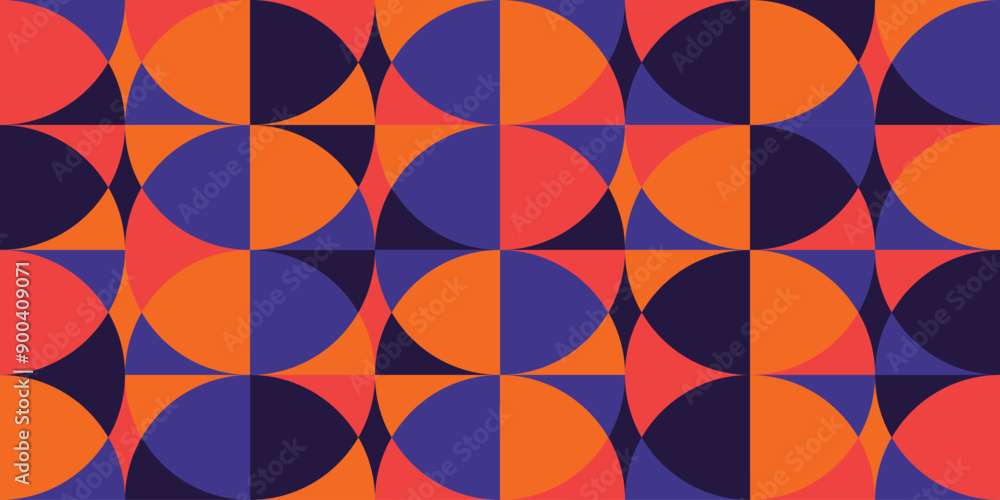 Poster retro seamless geometric pattern background, vector abstract circles,bauhaus pattern background.