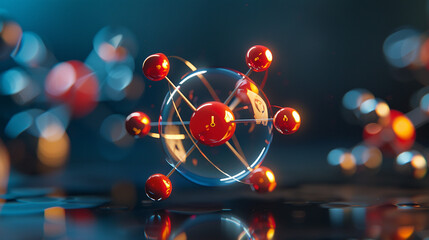 3D model of an atom symbolizing scientific concepts